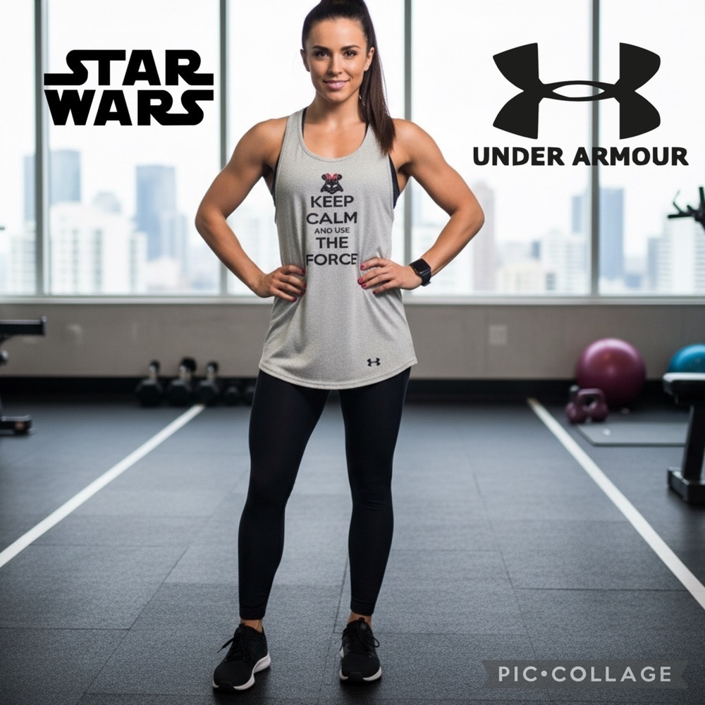 New Under Armour racerback tank top with a fun Star Wars-themed graphic